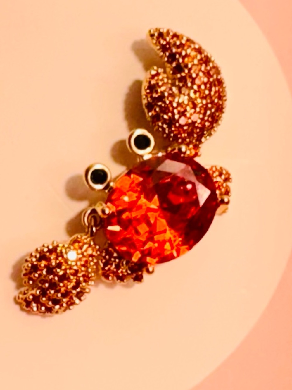 NWT Piper.K Gold Crab Earrings with Bright Orange Gems - Picture 8 of 9